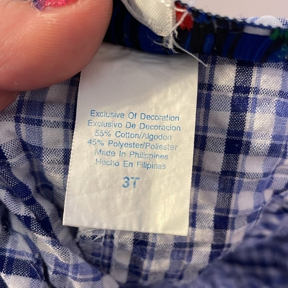 Samara Blue White Seersucker Check Frog Romper size 3T - Picture 5 of 16